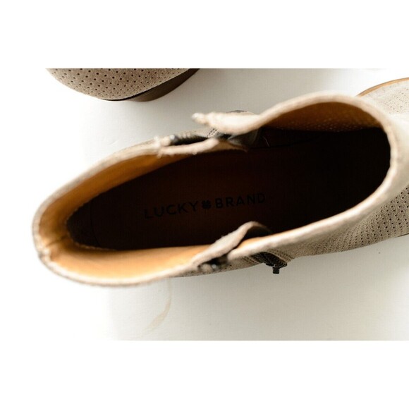 Lucky Brand Boots Womens 8.5 M Bayley 2 Ankle Booties Heels Zipper Brown Leather - Picture 8 of 8